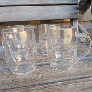 Vintage APrincess House Etched Glass Mugs